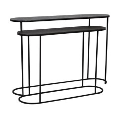 CONSOLE TABLE BOBO ANTIQUE LEAD BLACK SET OF 2 